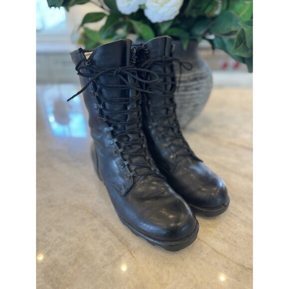 VTG 2-88 RO SEARCH Sz 10 R U.S. MILITARY ARMY COMBAT BOOTS 10" BLACK 80s Grunge - Picture 1 of 16